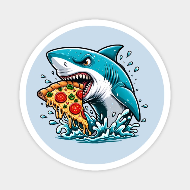 Funny Shark with Pizza, Pizza Lover Magnet by logiamerch